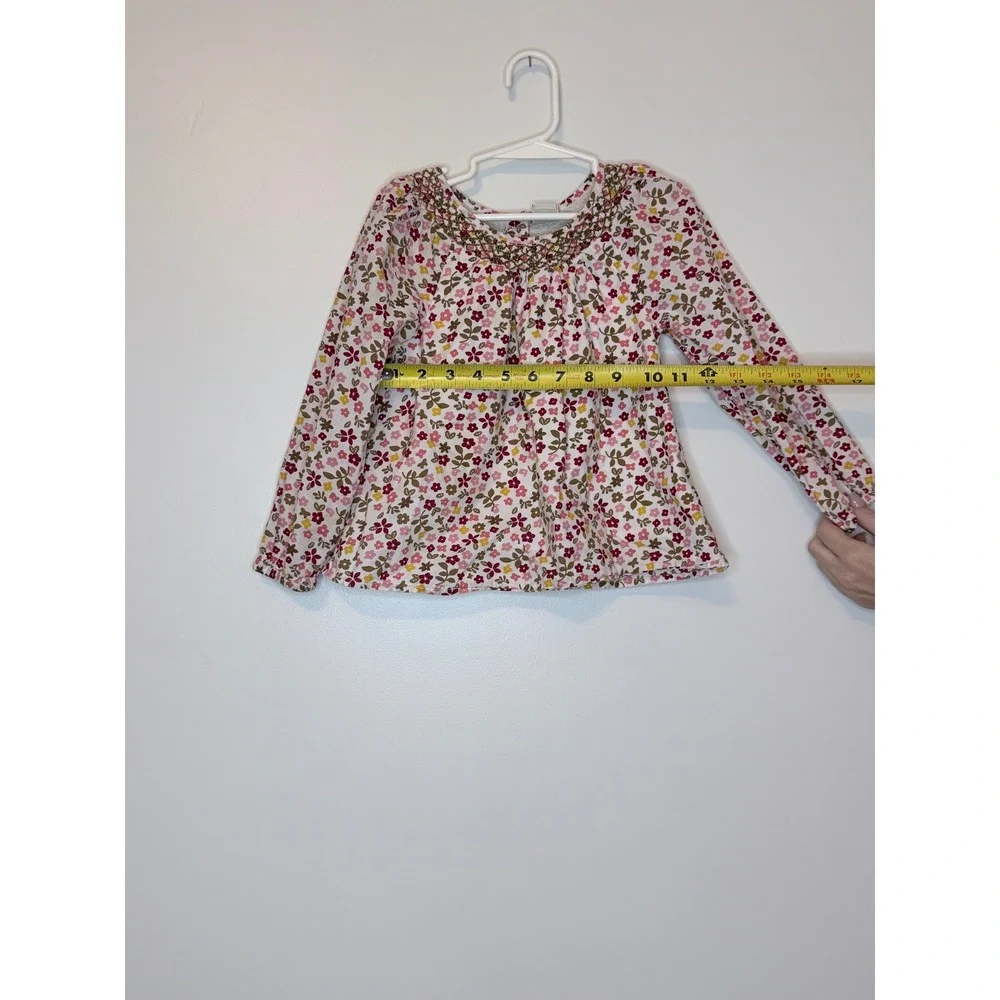 Old Navy‎ Girls Floral Smocked Long Sleeve Blouse Pink Yellow 4T